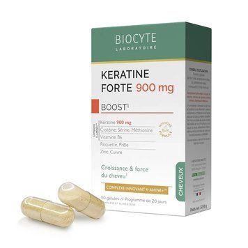 Biocyte KERATINE FORTE 900MG BOOST PACK K-Amine Укрепляет и помогает отрастить длинные волосы, 60 капсул BYKF900G60 фото