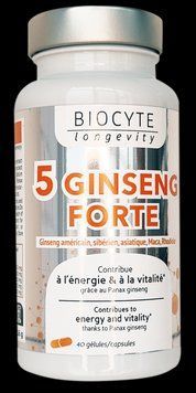 Biocyte 5 GINSENG FORTE Способствует улучшению памяти, устраняет беспокойство, 40 капсул 2676877780 фото